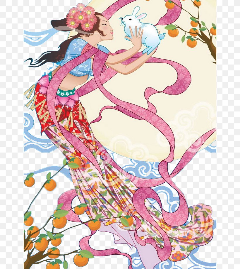 Mooncake Chang'e Moon Rabbit Mid-Autumn Festival, PNG, 658x917px, Watercolor, Cartoon, Flower, Frame, Heart Download Free