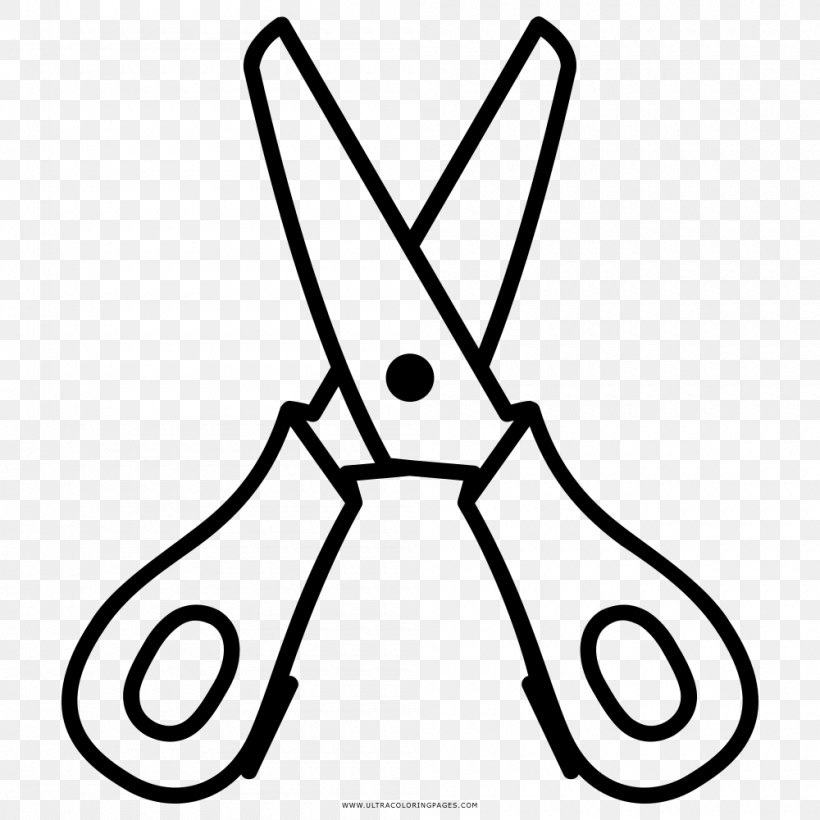 Drawing Scissors Coloring Book Black And White Clip Art, PNG, 1000x1000px, Watercolor, Cartoon, Flower, Frame, Heart Download Free