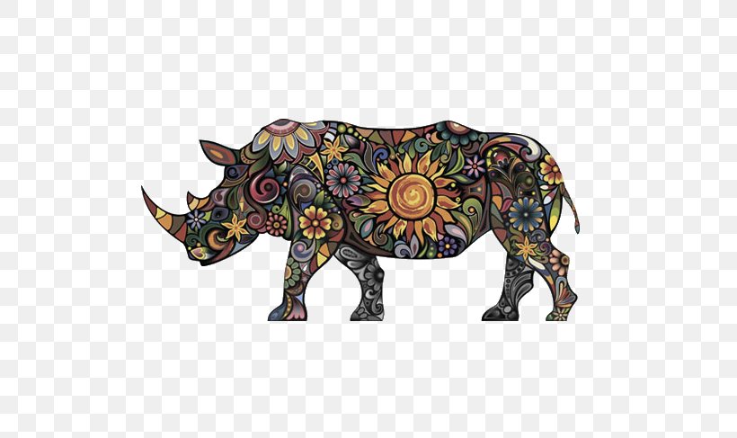 Rhinoceros Tattoo Pattern, PNG, 663x487px, Rhinoceros, Animal, Art, Cattle Like Mammal, Drawing Download Free