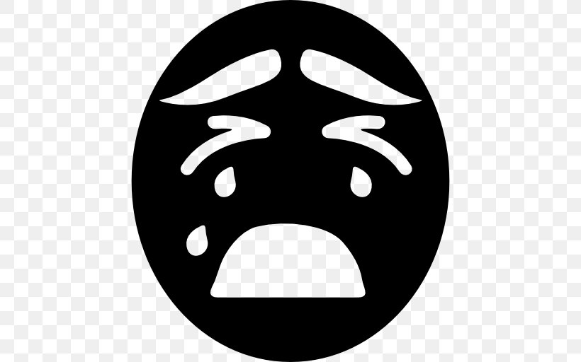 Emoticon Crying Emotion, PNG, 512x512px, Emoticon, Black, Black And White, Crying, Emoji Download Free