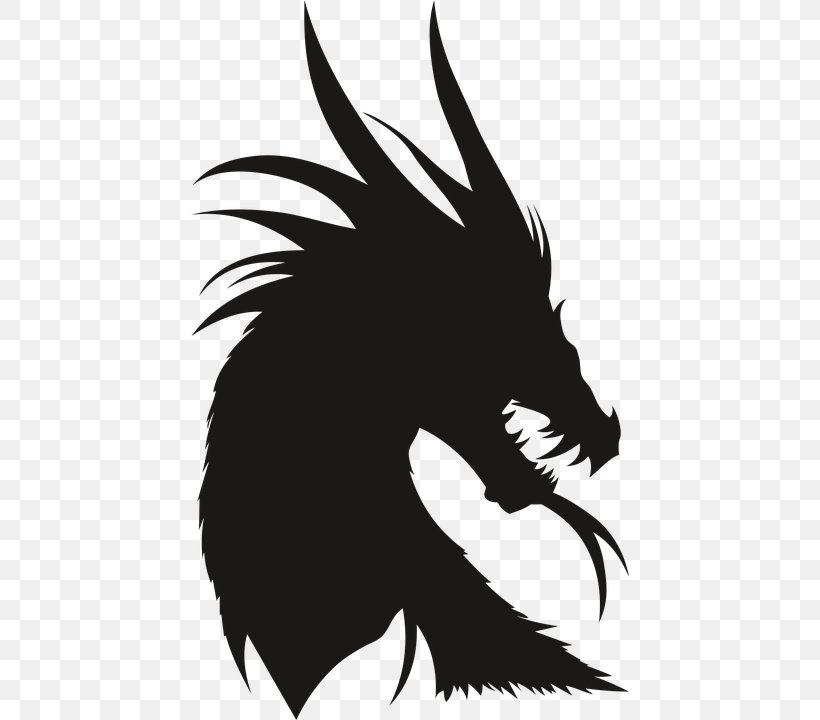 Dragon Silhouette Clip Art, PNG, 438x720px, Dragon, Art, Beak, Black, Black And White Download Free