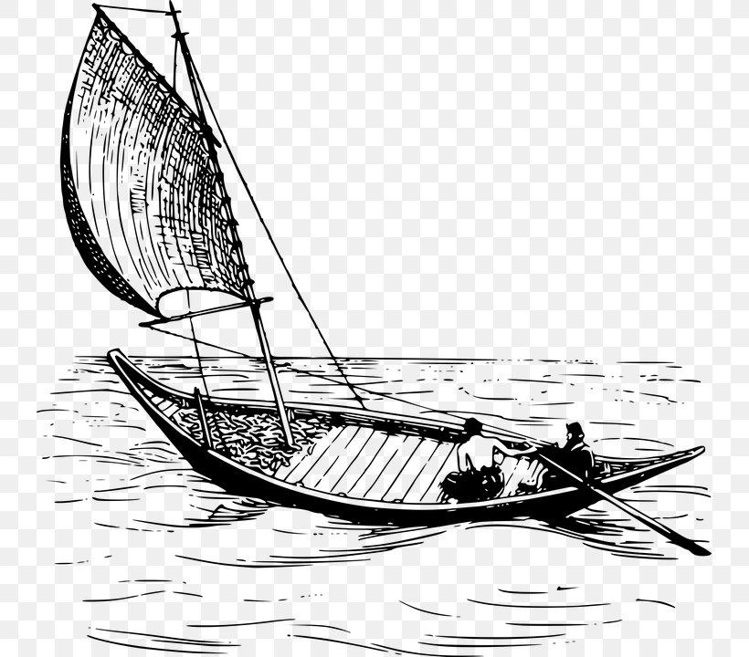 Sailboat Fishing Clip Art, PNG, 739x720px, Sail, Baltimore Clipper, Barque, Black And White, Boat Download Free