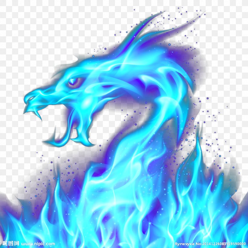 Dragon Fire Blue Illustration, PNG, 1024x1024px, Watercolor, Cartoon, Flower, Frame, Heart Download Free