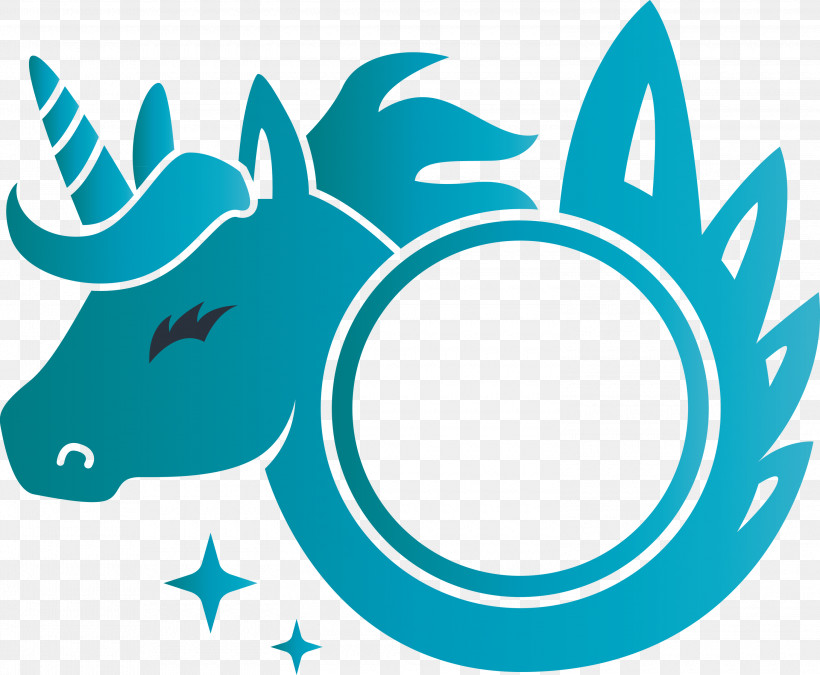 Unicorn Frame, PNG, 3000x2473px, Unicorn Frame, Aqua, Circle, Turquoise Download Free