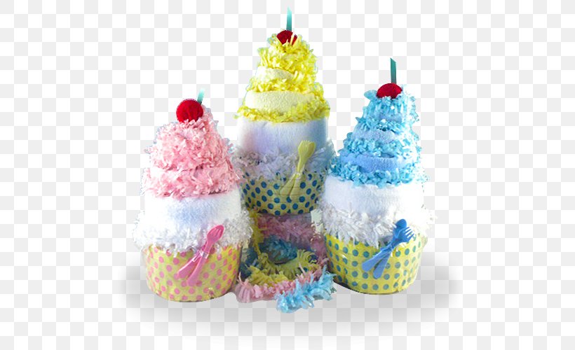 Cupcake Diaper Cake Gift, PNG, 500x500px, Cupcake, Baby Bottles, Baby Shower, Baking Cup, Buttercream Download Free