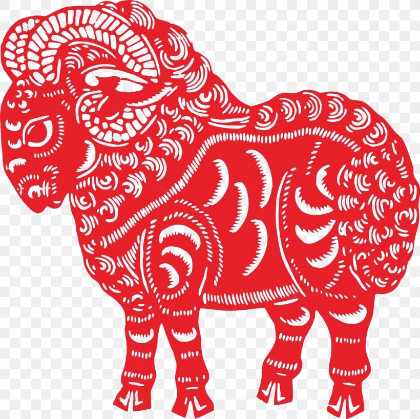 Sheep U7f8a Goat Chinese Zodiac Papercutting, PNG, 1024x1022px, Watercolor, Cartoon, Flower, Frame, Heart Download Free