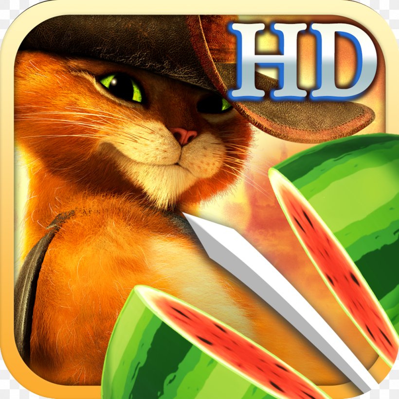 Fruit Ninja: Puss In Boots Android Xbox 360, PNG, 1024x1024px, Fruit Ninja, Android, Carnivoran, Cat, Cat Like Mammal Download Free