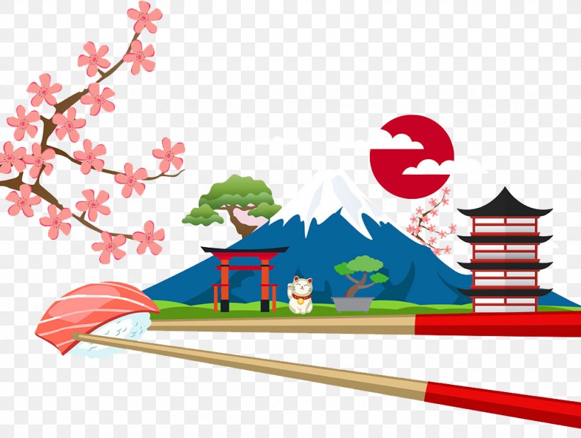 Mount Fuji Illustration, PNG, 1024x773px, Mount Fuji, Area, Cartoon, Cherry Blossom, Flag Download Free