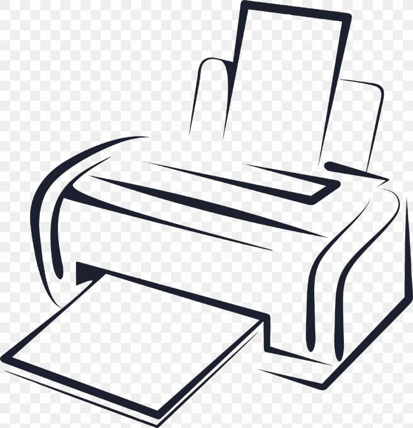 Printer Printing Photocopier Clip Art, PNG, 1255x1300px, Printer, Area, Black And White, Chair, Furniture Download Free