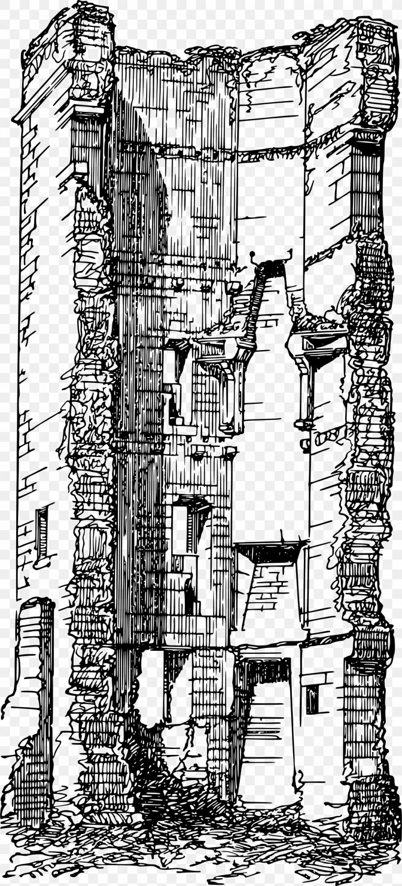 Drawing Tower Ruins Visual Arts Clip Art, PNG, 1090x2400px, Drawing, Arch, Architecture, Area, Art Download Free