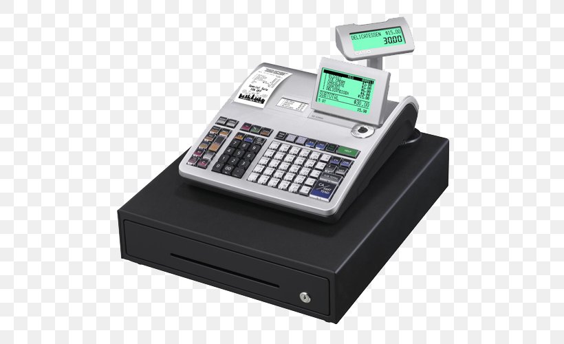 Cash Register Retail Casio Price Sales, PNG, 500x500px, Cash Register, Barcode Scanners, Casio, Corded Phone, Customer Service Download Free