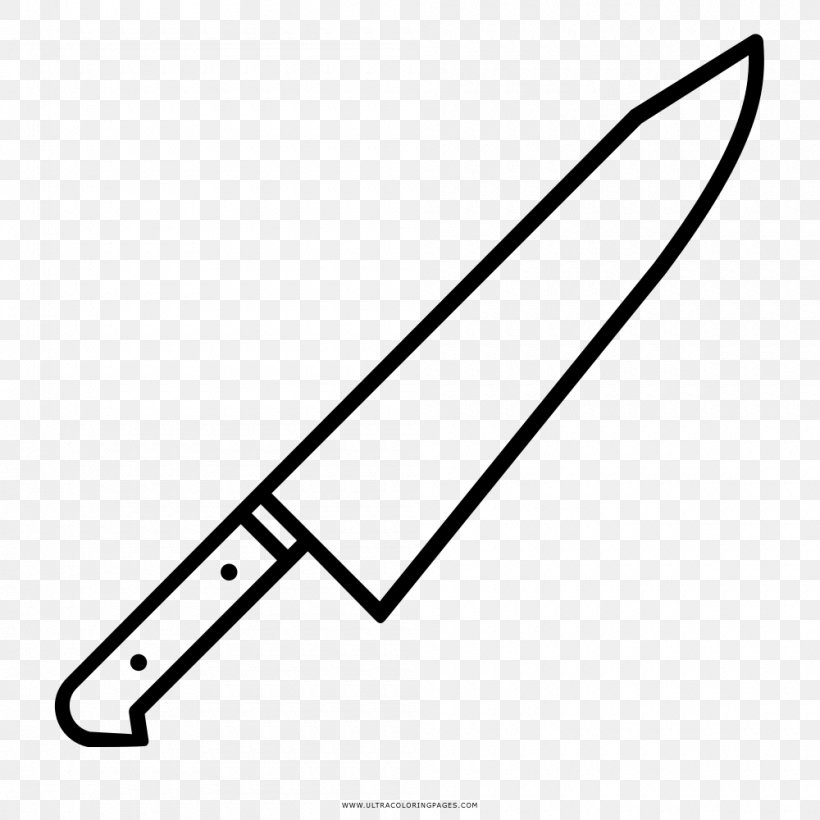 Chef's Knife Drawing Kitchen Knives, PNG, 1000x1000px, Knife, Area, Black And White, Blade, Boning Knife Download Free