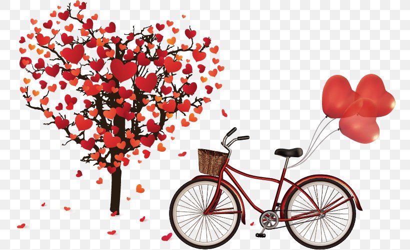 Valentines Day Heart Illustration, PNG, 762x501px, Valentines Day, Bicycle, Floral Design, Flower, Greeting Card Download Free