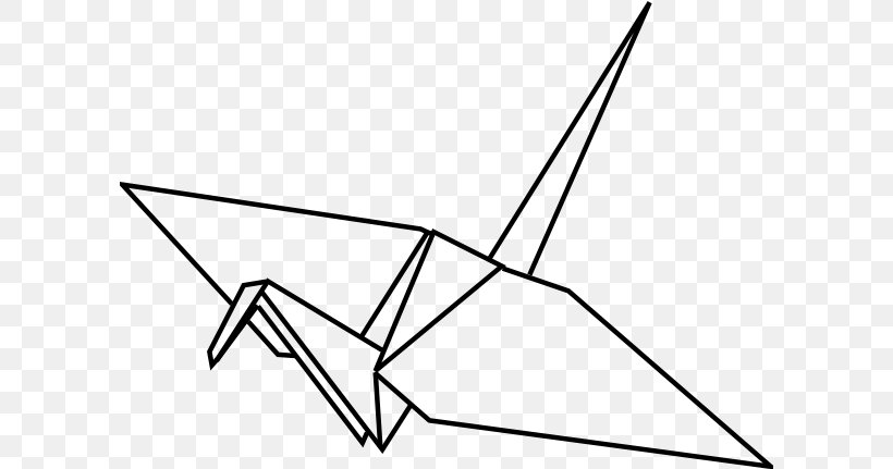 Crane Paper Origami Orizuru Clip Art, PNG, 600x431px, Crane, Area, Black, Black And White, Diagram Download Free