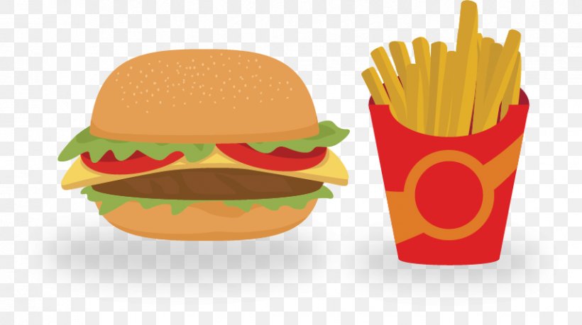 Hamburger French Fries Euclidean Vector, PNG, 855x479px, Hamburger, Cheeseburger, Fast Food, Finger Food, Food Download Free