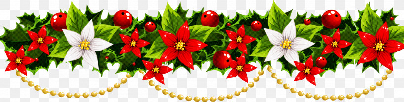 Christmas Decoration, PNG, 2551x648px, Holly, Christmas Decoration, Flower, Leaf, Petal Download Free