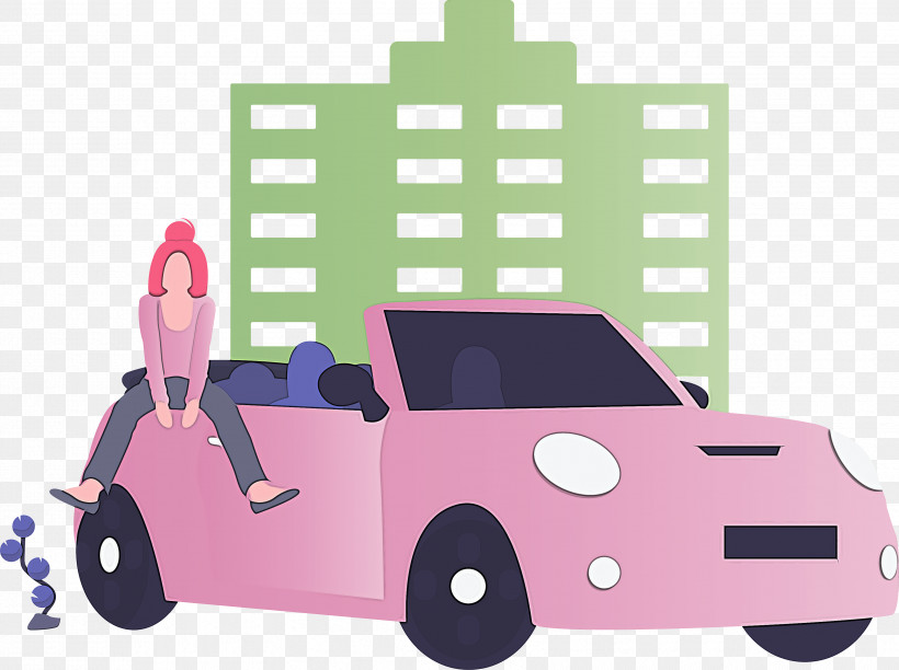 City Car, PNG, 3409x2545px, Pink, Car, City Car, Magenta, Vehicle Download Free