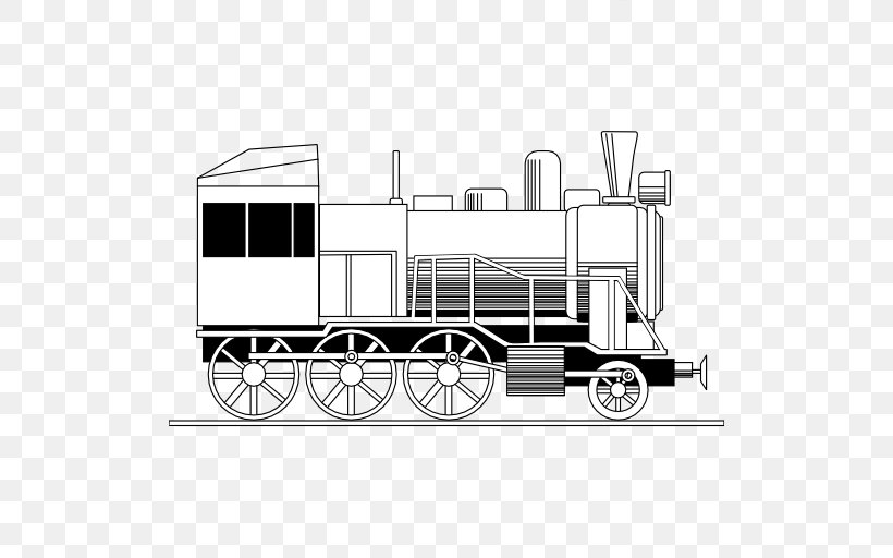 Train Ausmalbild Steam Locomotive Trolley, PNG, 512x512px, Train, Ausmalbild, Black And White, Car, Concept Download Free