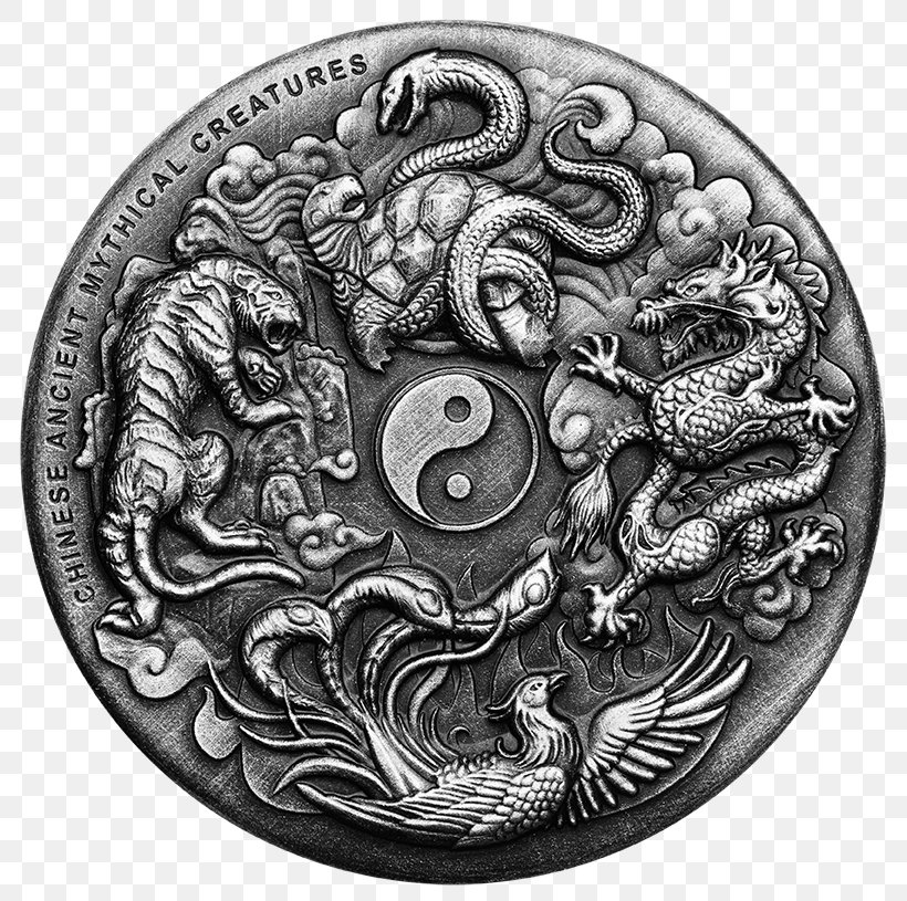 China Perth Mint Legendary Creature Chinese Mythology Four Symbols, PNG, 815x815px, China, Black And White, Black Tortoise, Button, Chinese Calendar Download Free