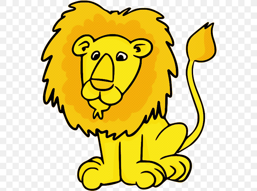 Lion Yellow Cartoon Head Wildlife, PNG, 562x610px, Lion, Cartoon, Head, Line, Wildlife Download Free