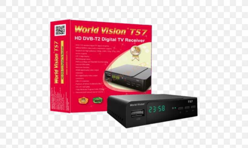 World Vision International DVB-T2 Digital Television Set-top Box Digital Video Broadcasting, PNG, 1000x600px, World Vision International, Digital Television, Digital Video Broadcasting, Dolby Digital, Electronic Device Download Free