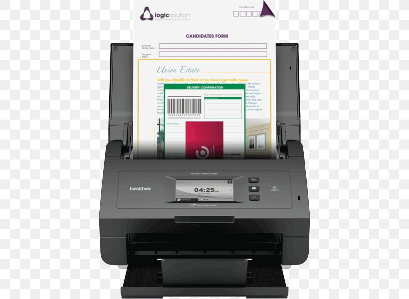 Image Scanner Brother ADS-2600W Scanner Brother Documentary Scanner Ads-2600W Brother 24Ppp Scanner Double With Wifi / Network Ads-2600We, PNG, 424x600px, Image Scanner, Brother, Digitization, Document, Document Imaging Download Free