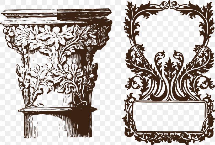 Antique Ornament Illustration, PNG, 1266x855px, Antique, Architecture, Art, Black And White, Column Download Free