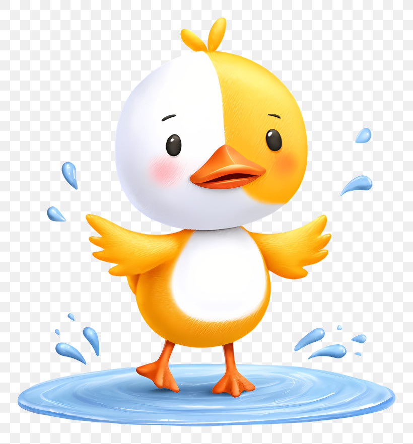 Goose Playing In Water Puddle - Duckling Splashing In Water PNG