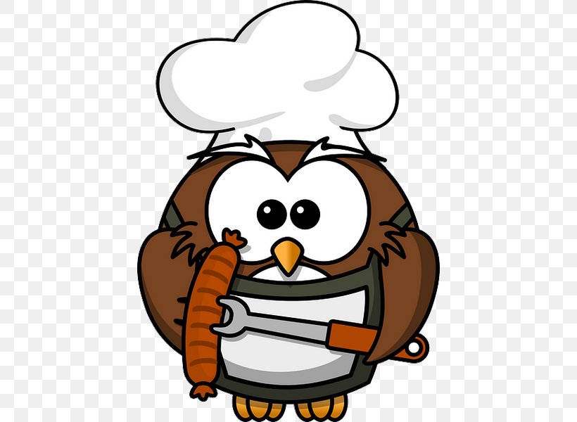 Owl Chef Cooking Clip Art Food, PNG, 430x600px, Owl, Artwork, Baking, Barbecue, Beak Download Free