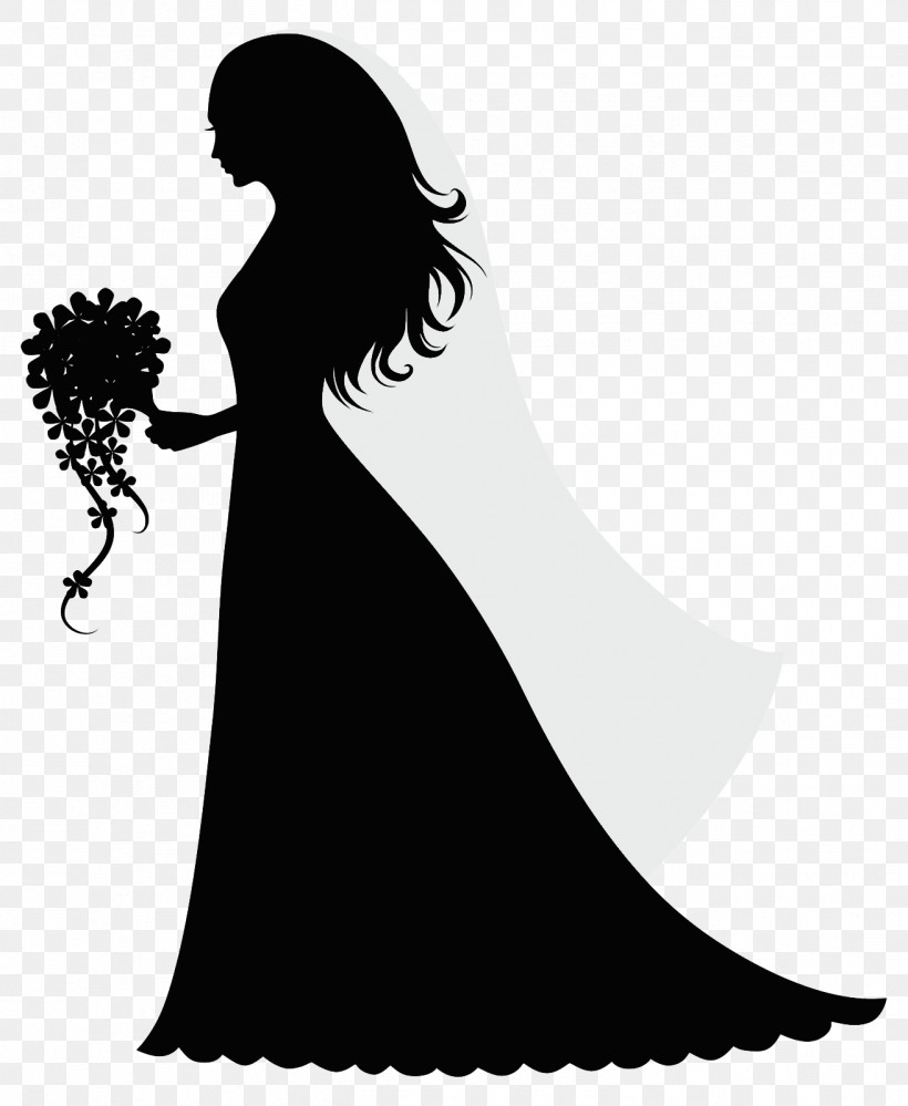 Silhouette Dress Gown Black-and-white Long Hair, PNG, 1313x1600px, Silhouette, Black Hair, Blackandwhite, Dress, Gown Download Free