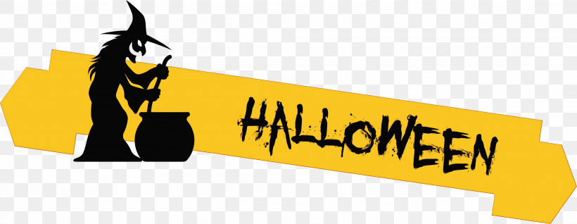 Logo Cartoon Yellow Meter, PNG, 4011x1559px, Happy Halloween Banner, Cartoon, Logo, Meter, Paint Download Free