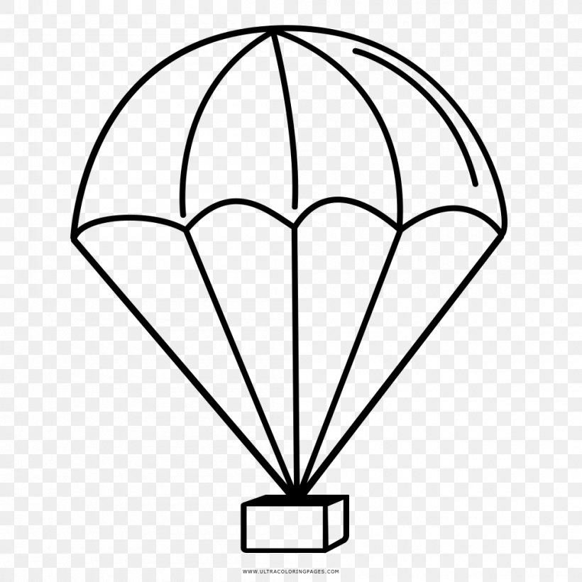 Drawing Coloring Book Parachute Ausmalbild Clip Art, PNG, 1000x1000px, Drawing, Area, Ausmalbild, Black And White, Coloring Book Download Free