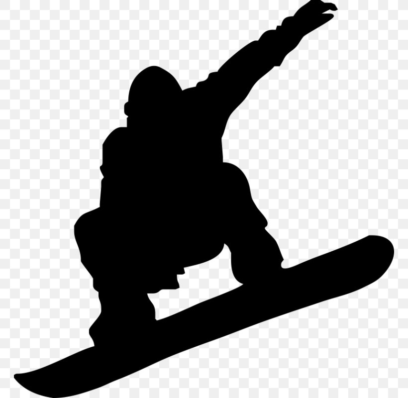 Snowboarding Skiing Silhouette Clip Art, PNG, 800x800px, Snowboarding, Black And White, Decal, Hand, Monochrome Photography Download Free