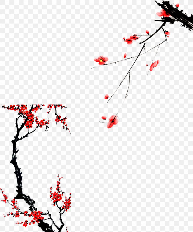 Ink Wash Painting Plum Blossom Download, PNG, 1869x2248px, Ink Wash Painting, Area, Art, Black And White, Branch Download Free