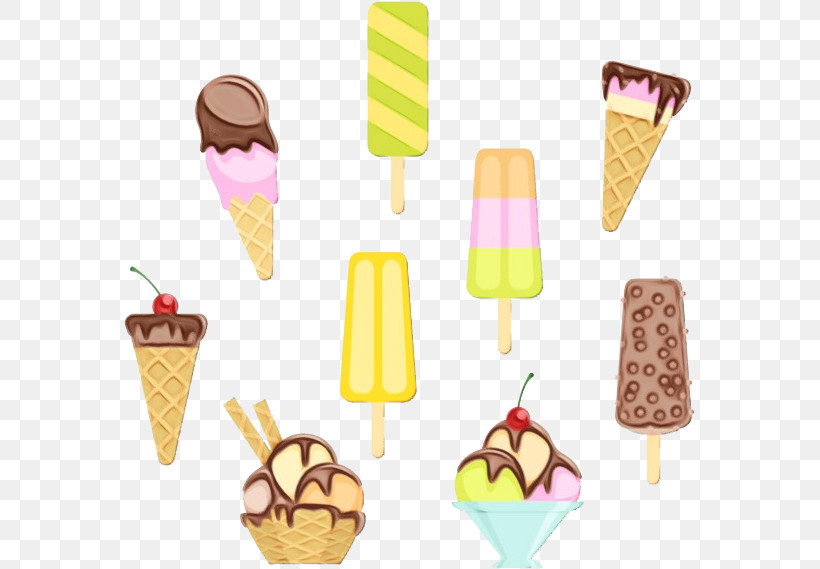 Ice Cream, PNG, 572x569px, Watercolor, Cone, Flavor, Ice, Ice Cream Download Free