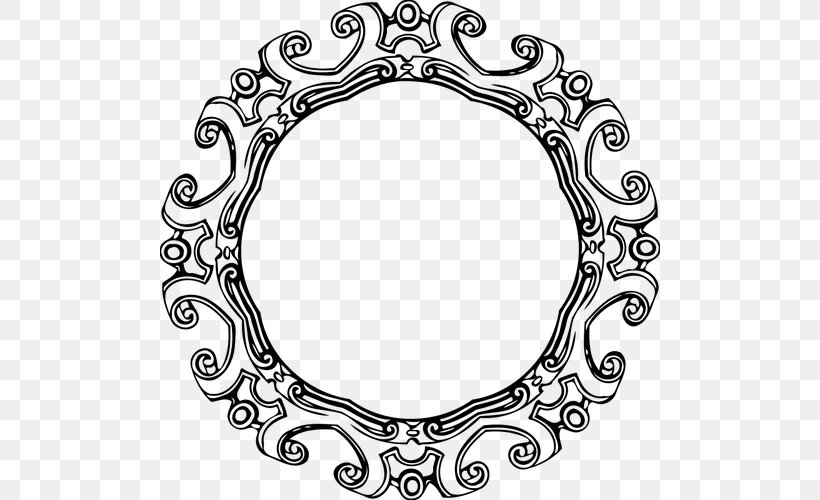 Borders And Frames Picture Frames Clip Art, PNG, 500x500px, Borders And Frames, Black And White, Body Jewelry, Decorative Arts, Drawing Download Free