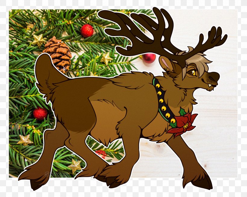 Reindeer YouTube Antler Christmas Ornament, PNG, 1500x1200px, Reindeer, Animal, Antler, Cartoon, Character Download Free