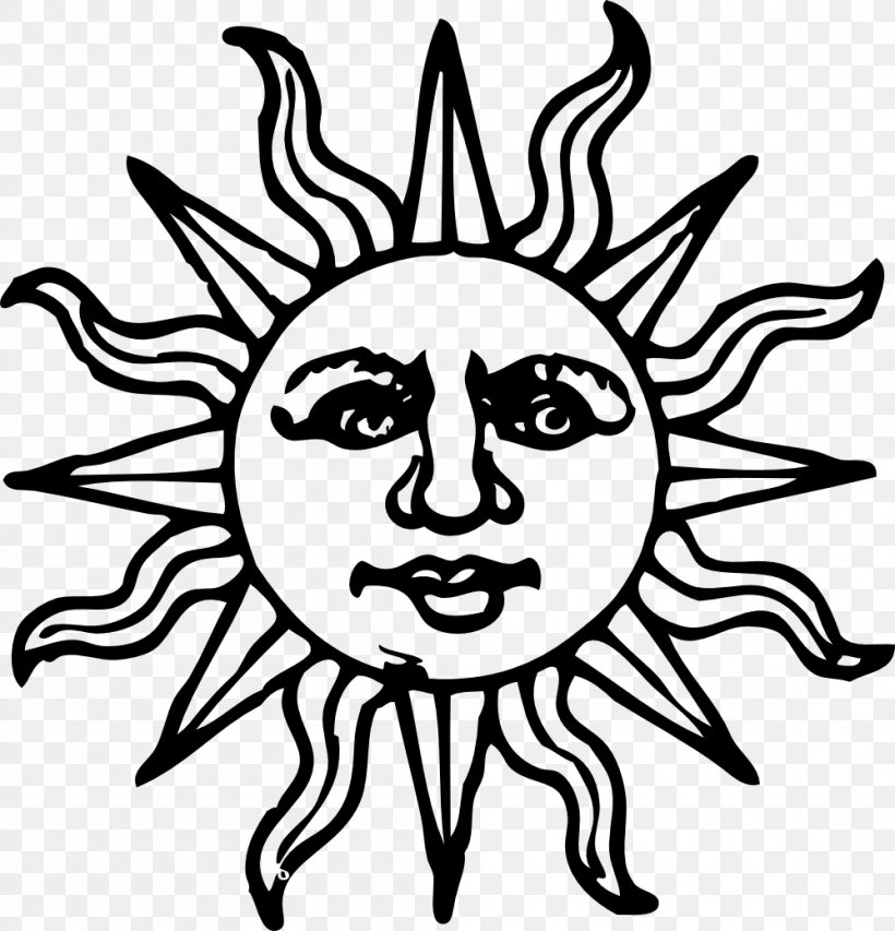 Face Smiley Sun Clip Art, PNG, 999x1040px, Face, Art, Artwork, Black, Black And White Download Free