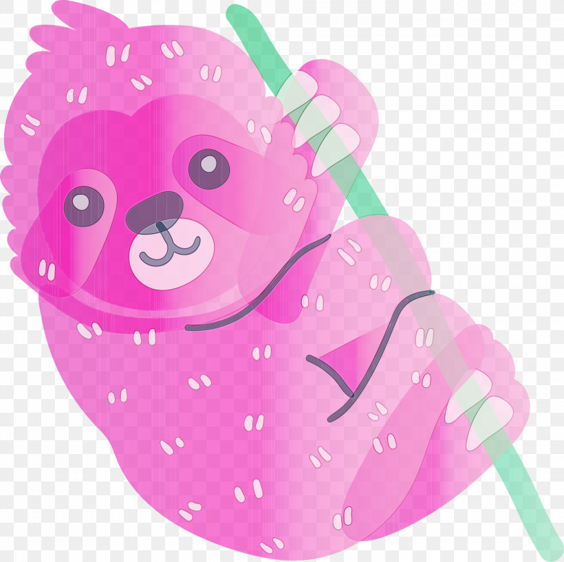 Pink, PNG, 3000x2991px, Watercolor Sloth, Paint, Pink, Watercolor, Wet Ink Download Free
