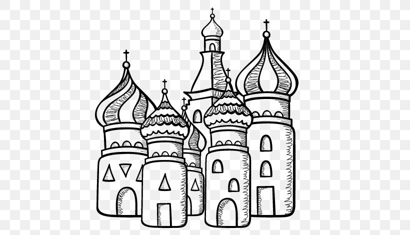 Saint Basil's Cathedral Drawing Red Square In Moscow Building, PNG, 600x470px, Drawing, Architecture, Area, Black And White, Building Download Free