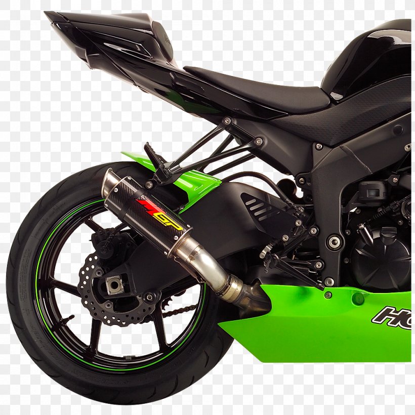 Exhaust System Tire Motorcycle Ninja ZX-6R Kawasaki Ninja, PNG, 1000x1000px, Exhaust System, Aftermarket, Automotive Exhaust, Automotive Exterior, Automotive Tire Download Free