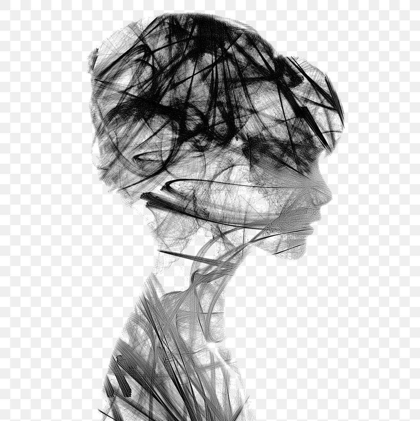 Multiple Exposure Photography Portrait Silhouette, PNG, 564x823px, Watercolor, Cartoon, Flower, Frame, Heart Download Free