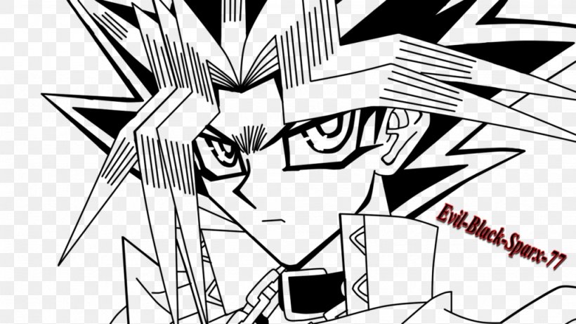 Yugi Mutou Line Art Drawing Yu-Gi-Oh!, PNG, 1024x576px, Watercolor, Cartoon, Flower, Frame, Heart Download Free