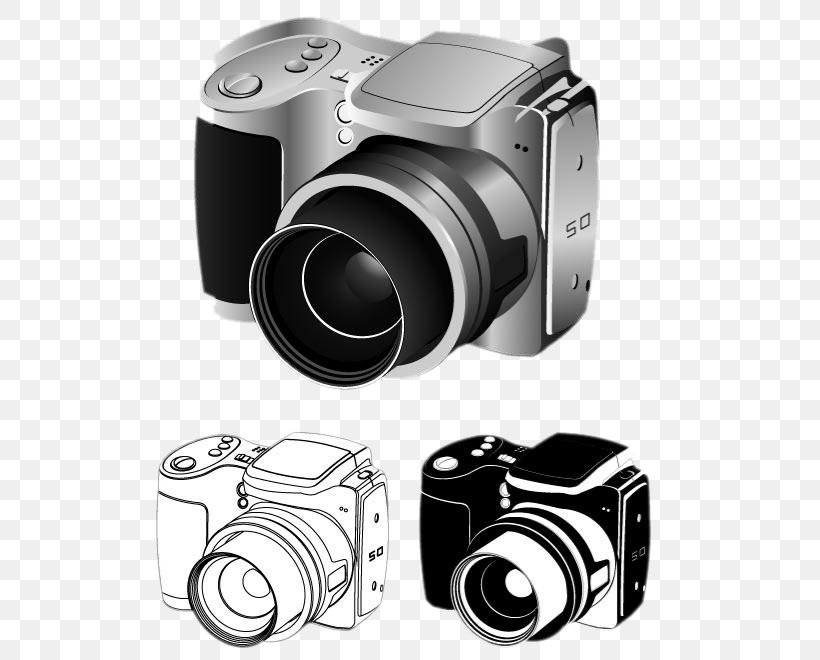Digital SLR Mirrorless Interchangeable-lens Camera Digital Camera, PNG, 660x660px, Digital Slr, Black And White, Brand, Camera, Camera Lens Download Free