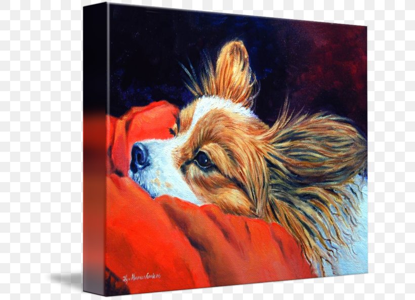 Dog Breed Papillon Dog Painting Puppy Companion Dog, PNG, 650x593px, Dog Breed, Art, Artist, Breed, Canvas Download Free