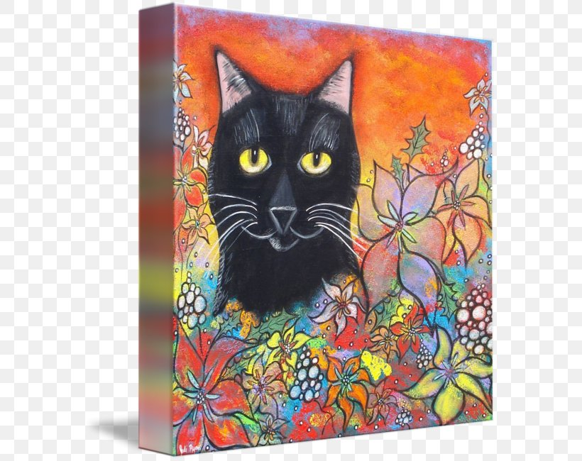 Kitten Painting Whiskers Black Cat Acrylic Paint, PNG, 582x650px, Kitten, Acrylic Paint, Art, Black Cat, Canvas Download Free