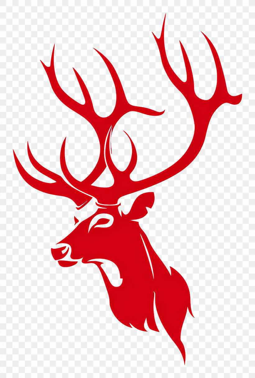 Simple Design - Majestic Red Deer With Antlers PNG