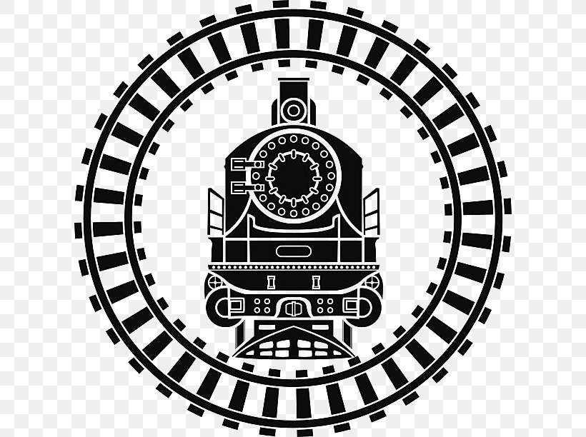 Train Rail Transport Steam Locomotive Clip Art, PNG, 612x612px, Train, Area, Badge, Black And White, Brand Download Free
