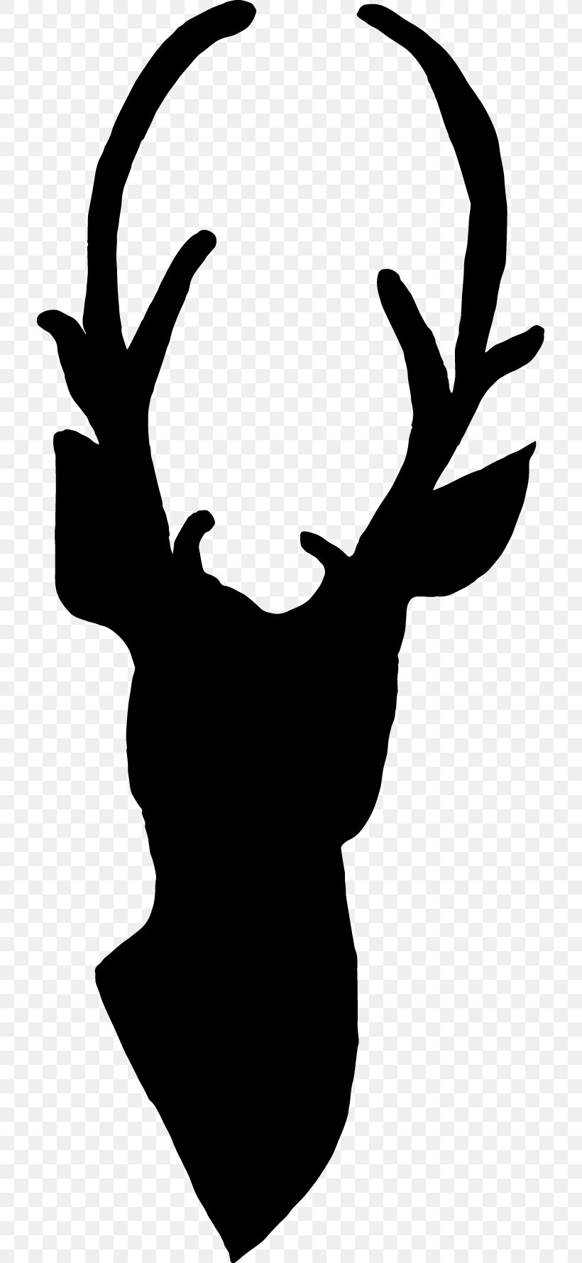 Deer Silhouette Antler Line Art Clip Art, PNG, 715x1779px, Deer, Antler, Art, Artwork, Black Download Free