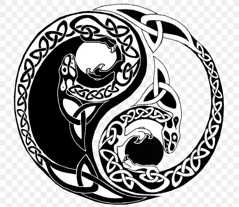 Yin And Yang Celts Tattoo Celtic Knot, PNG, 736x712px, Yin And Yang, Art, Black And White, Celtic Cross, Celtic Knot Download Free